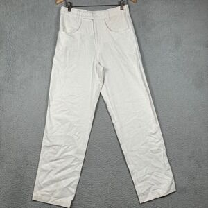 Samia Cream Linen Blend High Waisted Straight‎ Leg Trousers Pants Small Mexico